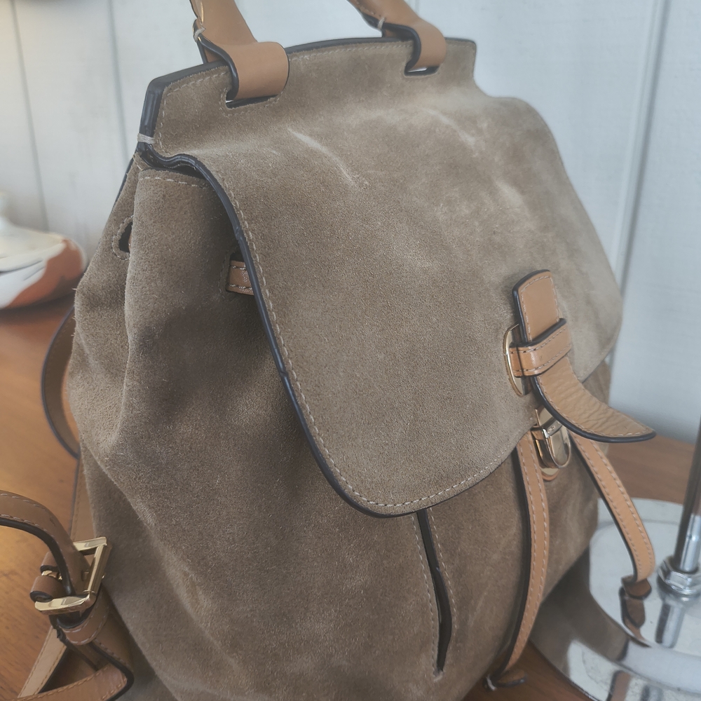 Elegant Brown Suede Backpack - Picture 3 of 15